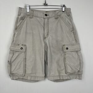DISTRESSED- Carhartt Men's Size 31 Relaxed Fit Work Cargo Shorts Tan Khaki Beige